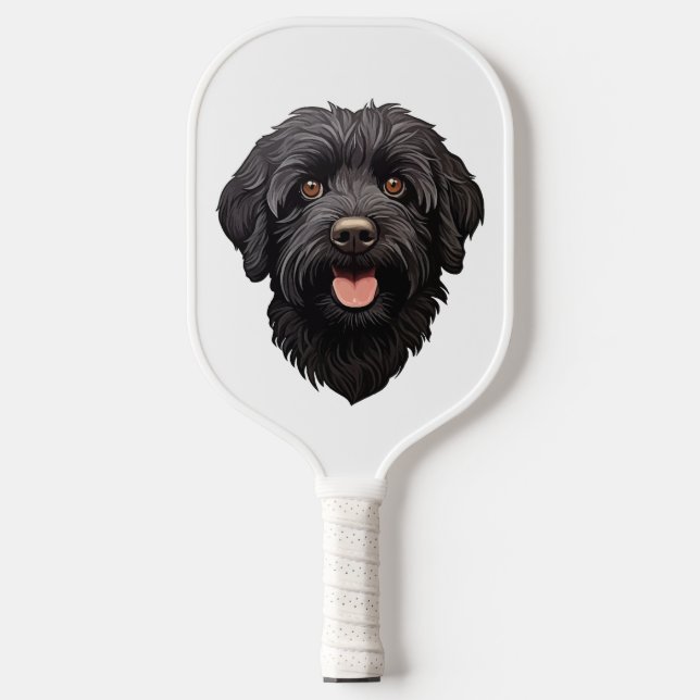 Palas De Pickleball Perro negro Labradoodle (Anverso)