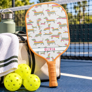 Palas De Pickleball Perro Wiener Personalizado, Colorido Perro Sausage