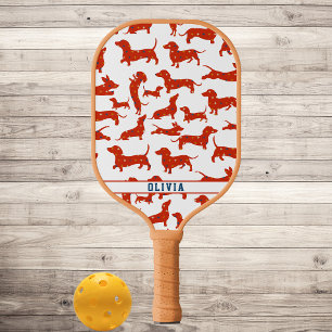 Palas De Pickleball Perro Wiener Personalizado, Patrón Retro De Perro 