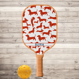 Palas De Pickleball Perro Wiener Personalizado, Patrón Retro De Perro