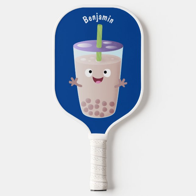 Palas De Pickleball Personaje de dibujos animados de Cute happy bubble (Anverso)