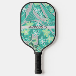 Palas De Pickleball Personal Creative Floral Neuro Art Teal Green