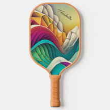 Personalizable Coloridas olas abstractas y montaña