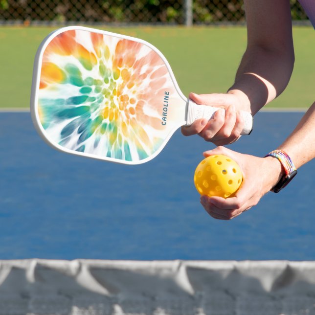 Palas De Pickleball Personalizado Azul Verde Púrpura Naranja Retro Tie (in situ)