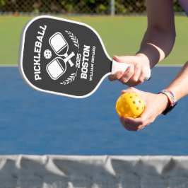 Palas De Pickleball Personalizado blanco y negro de Pickleball Boston 