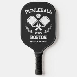 Palas De Pickleball Personalizado blanco y negro de Pickleball Boston 