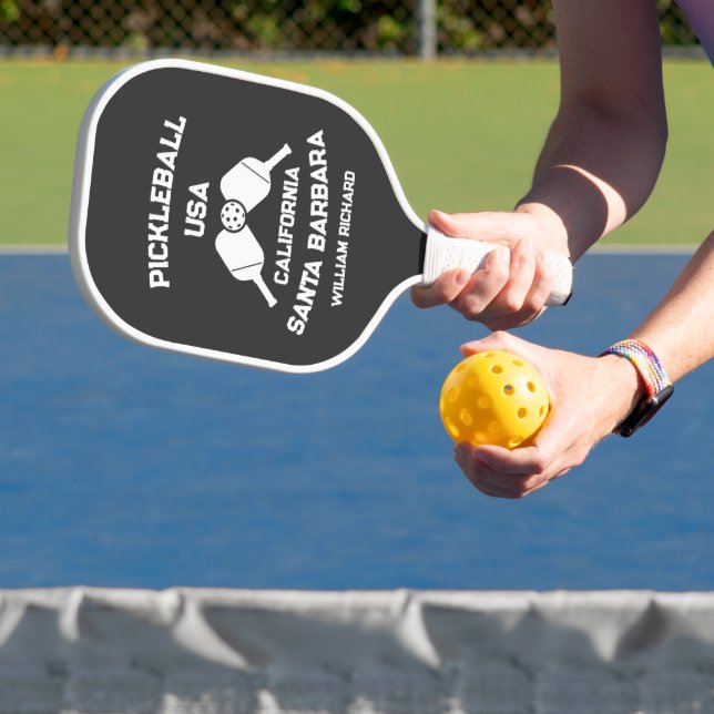 Palas De Pickleball Personalizado blanco y negro de Santa Bárbara Cali (in situ)