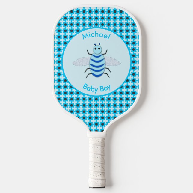 Palas De Pickleball Personalizado de Abeja de Niño Azul (Anverso)