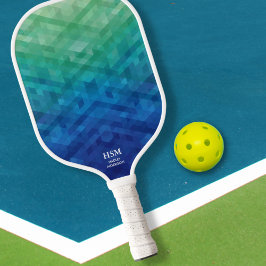 Palas De Pickleball Personalizado de degradado geométrico verde azul m