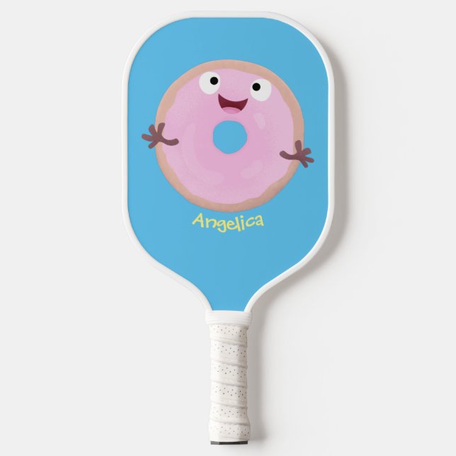 Palas De Pickleball Personalizado de donut rosa alegre y brillante (Anverso)