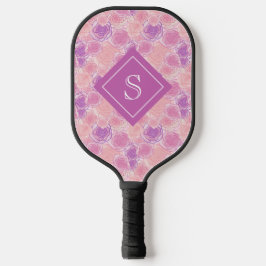 Palas De Pickleball Personalizado de Flores Púrpura Girly Bonito