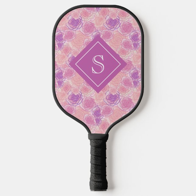 Palas De Pickleball Personalizado de Flores Púrpura Girly Bonito (Anverso)