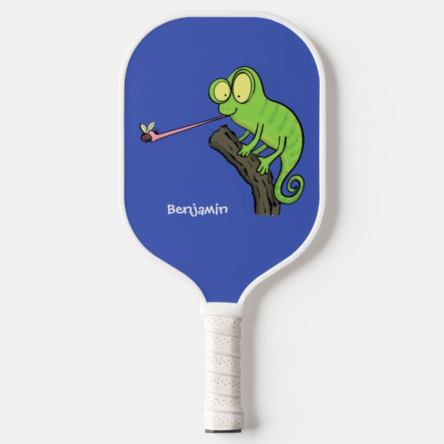 Palas De Pickleball Personalizado de lagarto de camaleón verde lindo (Anverso)