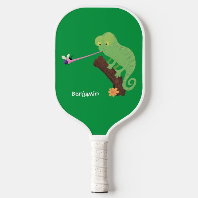 Palas De Pickleball Personalizado de lagarto de camaleón verde lindo (Anverso)
