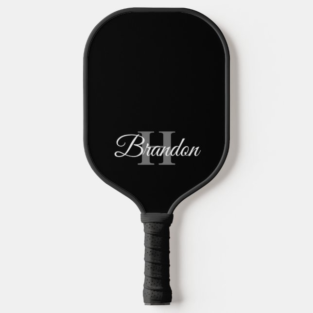 Palas De Pickleball Personalizado de Monograma Blanco Blanco Negro Sim (Anverso)