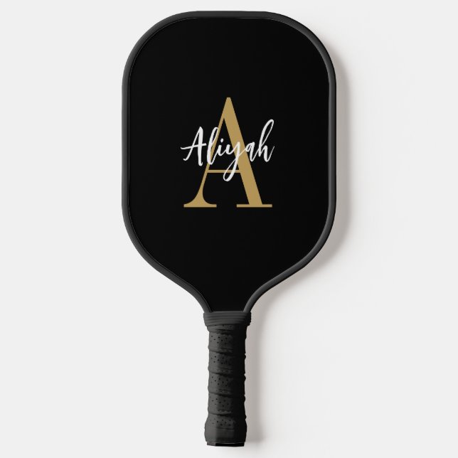 Palas De Pickleball Personalizado De Nombres De Guión De Monograma Neg (Reverso )
