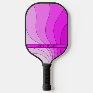 Palas De Pickleball Personalizado de ondas retro rosadas