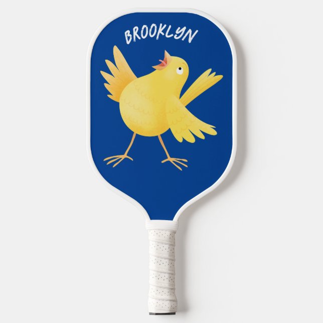 Palas De Pickleball Personalizado de pájaro canario amarillo cantando  (Anverso)