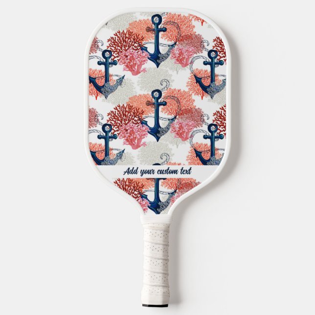 Palas De Pickleball Personalizado de patrón de coral marino de anclaje (Reverso )