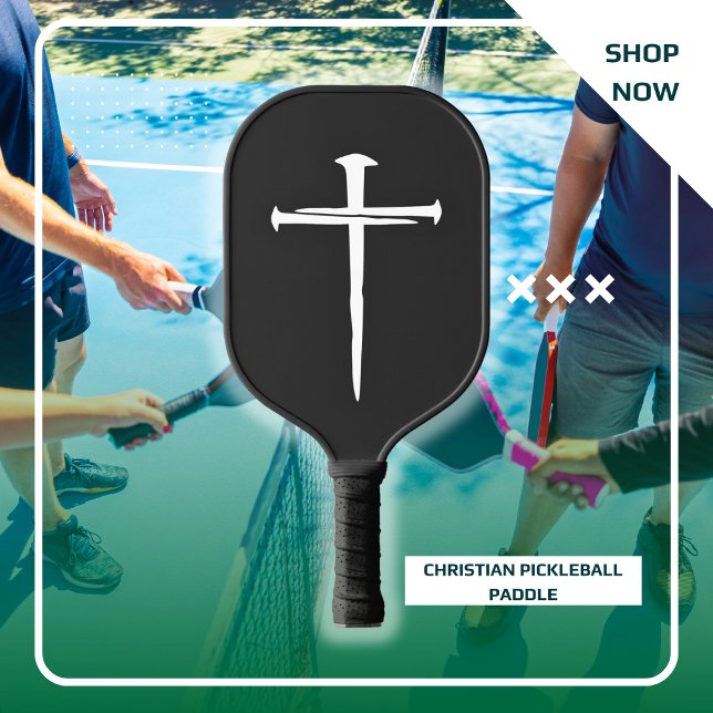 Palas De Pickleball Personalizado de tres clavos Cruz Blanca Cristiana (Three Nails White and Black Pickleball Paddle)
