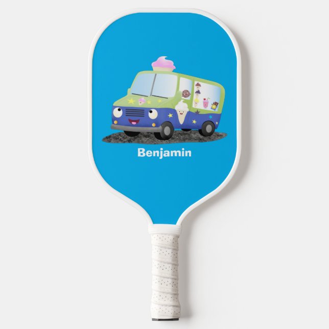 Palas De Pickleball Personalizado de un camión de helados alegre (Anverso)