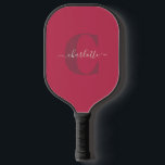 Palas De Pickleball Personalizado Estilo Monogramo Nombre Magenta Rojo<br><div class="desc">Personalizado Moderno y Elegante Nombre Monogramado Magenta Pálbol Rojo</div>