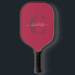 Palas De Pickleball Personalizado Estilo Monogramo Nombre Magenta Rojo<br><div class="desc">Personalizado Moderno y Elegante Nombre Monogramado Magenta Pálbol Rojo</div>