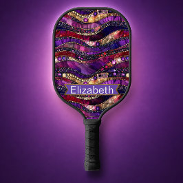 Palas De Pickleball Personalizado Estratos con Joyas de Oro y Púrpura