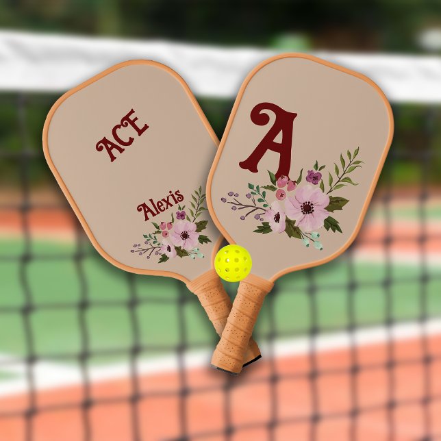 Palas De Pickleball Personalizado floral antiguo Monograma Nombre (Subido por el creador)