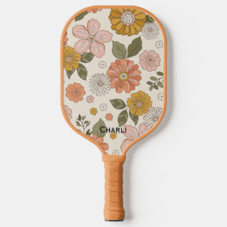 Palas De Pickleball Personalizado Floral Paddle Bella Retro