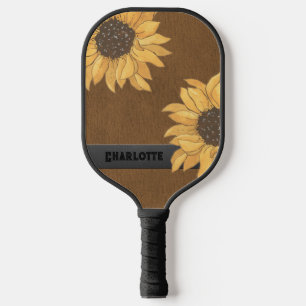 Palas De Pickleball Personalizado girasoles personalizados en marrón