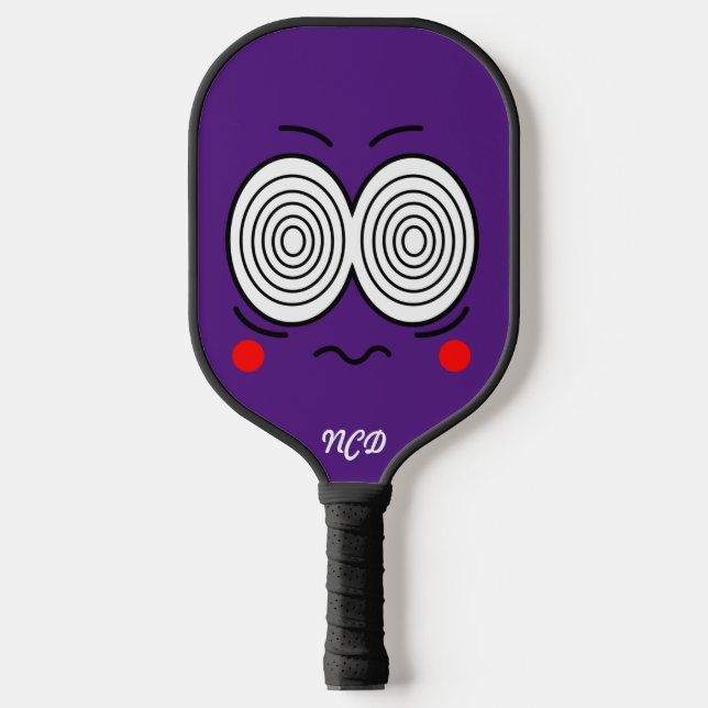 Palas De Pickleball Personalizado hipnótico cara monograma remo de bol (Anverso)