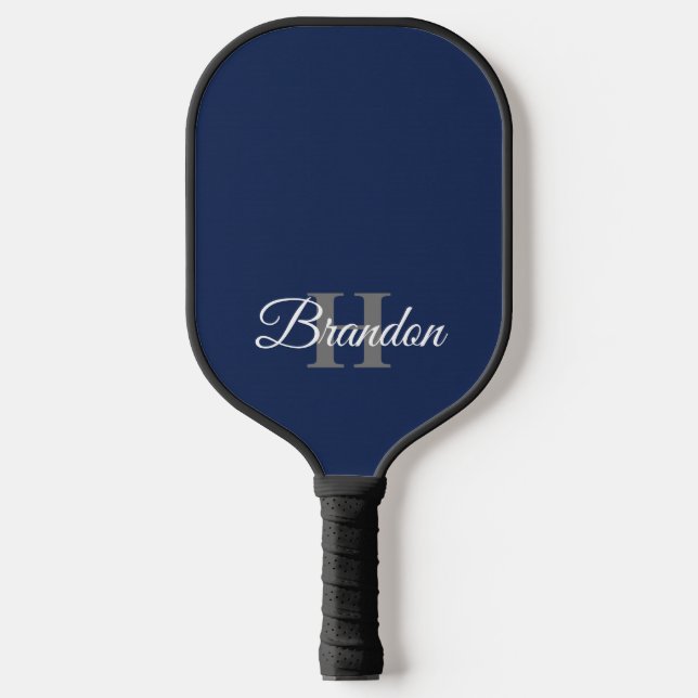 Palas De Pickleball Personalizado monograma azul de la marina simple y (Anverso)