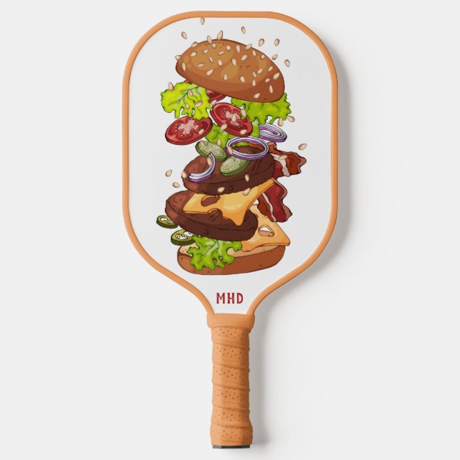 Palas De Pickleball Personalizado Monograma Burger (Anverso)
