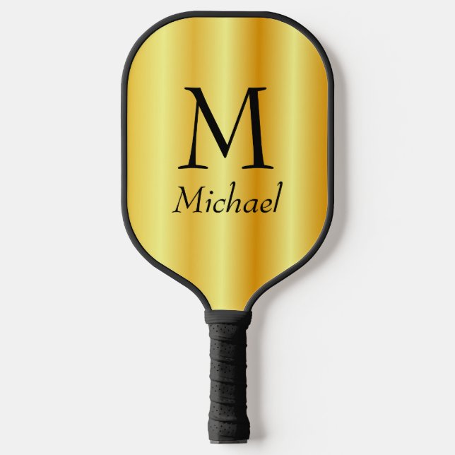 Palas De Pickleball Personalizado Monograma Elegante Faux Gold Doble c (Anverso)