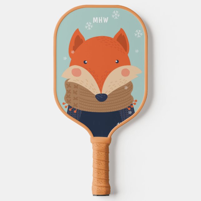 Palas De Pickleball Personalizado monograma Winter Fox (Anverso)