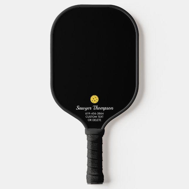 Palas De Pickleball Personalizado negro simple Nombre de texto Número  (Anverso)