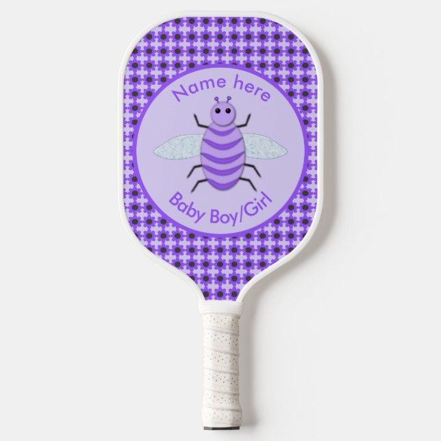 Palas De Pickleball Personalizado Neutral de Abeja Cute Purple Bee (Anverso)
