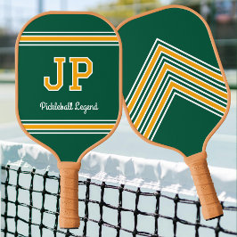 Palas De Pickleball Personalizado Nombre Monograma Iniciales Oro Verde
