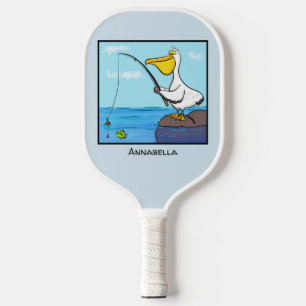 Palas De Pickleball Personalizado pelícano de pesca divertida