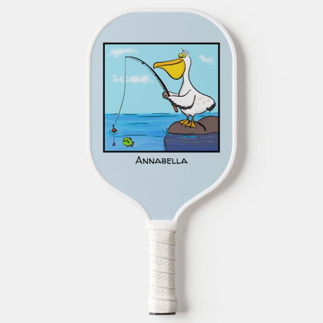 Palas De Pickleball Personalizado pelícano de pesca divertida (Anverso)