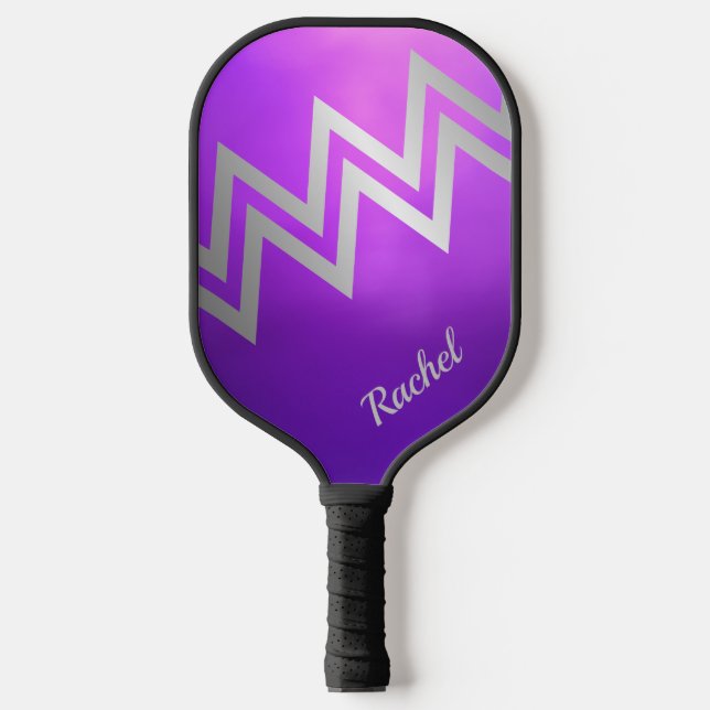 Palas De Pickleball Personalizado personalizado morado y plateado (Anverso)