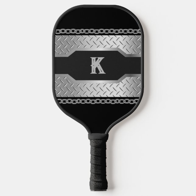 Palas De Pickleball Personalizado personalizado negro y Metalizado (Anverso)