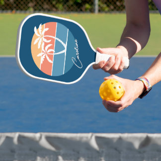 Palas De Pickleball Personalizado Retro Tropical Island Beach Ocean Su