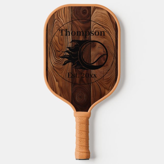 Palas De Pickleball Personalizado Rústica Madera Textura Bolas de Pick (Anverso)