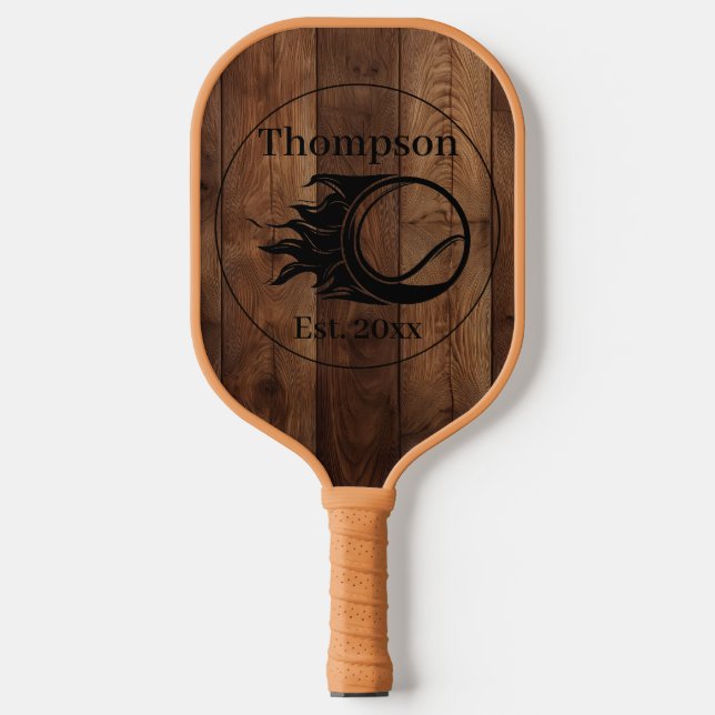 Palas De Pickleball Personalizado Rústica Madera Textura Bolas de Pick (Anverso)