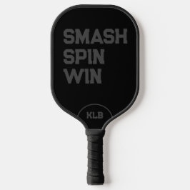 Palas De Pickleball Personalizado Smash, Spin, Win Black Monograma
