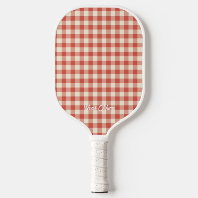 Palas De Pickleball Personalizado Su Nombre Ken Red Gingham (Anverso)
