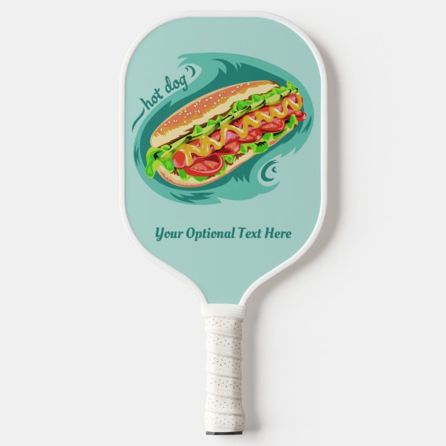 Palas De Pickleball Personalizado texto Ilustracion de perro caliente (Anverso)