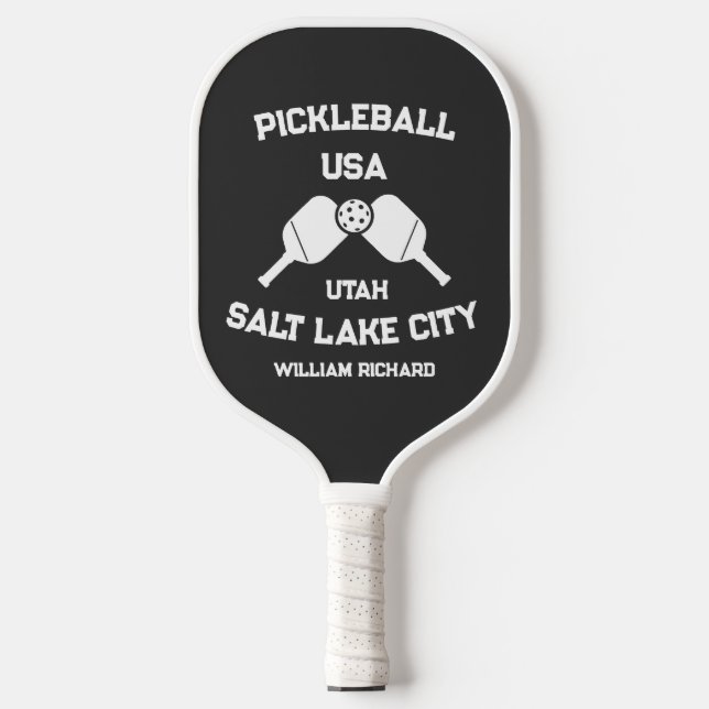 Palas De Pickleball Personalizado Utah de Black and White Salt Lake Ci (Anverso)